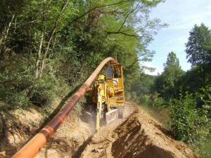 Trancheuse TESMEC 950 SLO DG. Vouneuil sous biard - Assainissement - Pose mécanisée